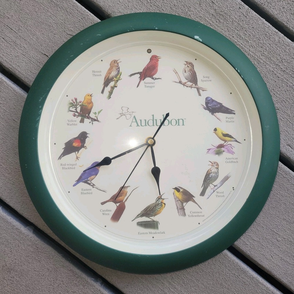 National Audubon Society 13" Bird Wall Clock Bird Songs on the Hour Tested Works